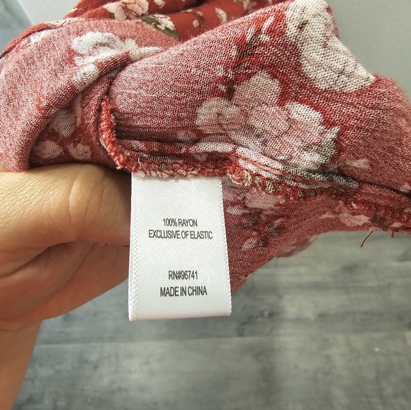 Floral Puff-Sleeve Midi Dress Womens L size - Picture 9 of 10